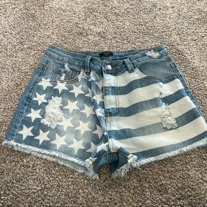 ChiQle American flag Stars and Stripes denim shorts small NEW
